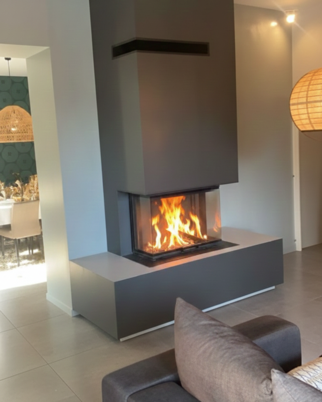 Création d'une cheminée avec Foyer Romotop à Lentilly